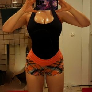 Lululemon Tracker II Shorts Wheezy Plaid Check Orange Black Green